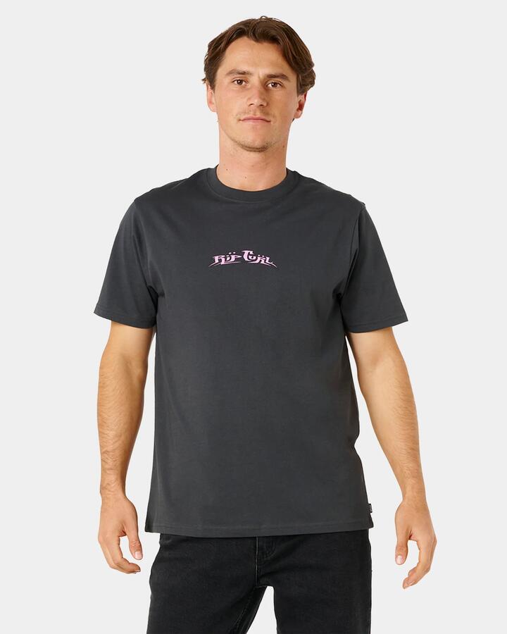 Image of T-Shirts. Product name - Rip Curl Mens Hazed And Tubed T-Shirt Washed Black in Washed Black colour by brand - Rip Curl