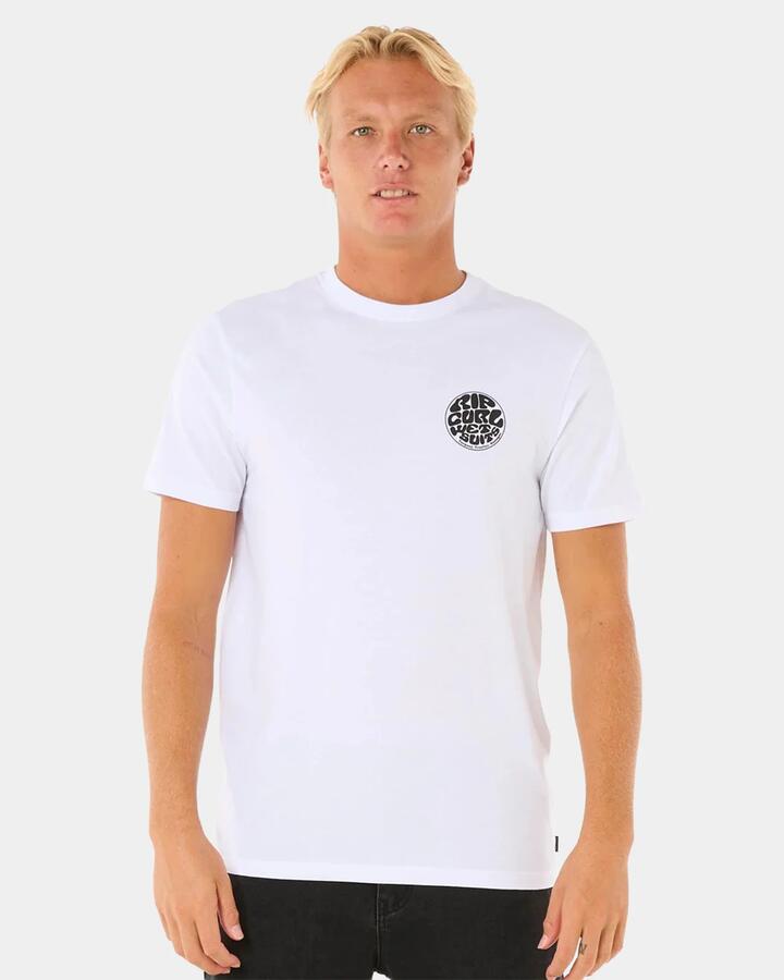 Image of T-Shirts. Product name - Rip Curl Mens Wettie Icon T-Shirt Optical White in Optical White colour by brand - Rip Curl