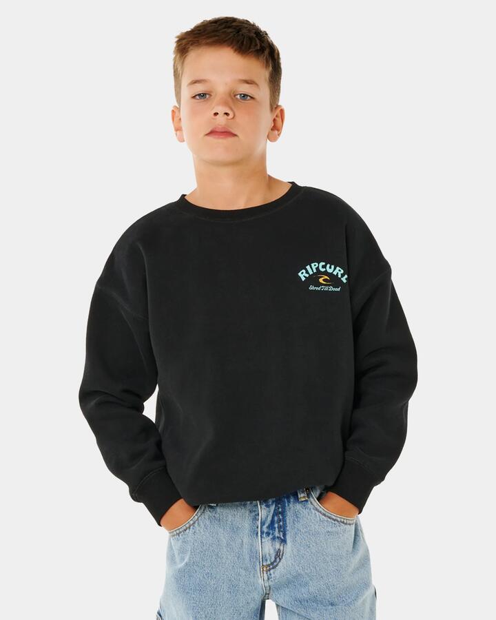 Image of Accessories. Product name - Rip Curl Boys 8-16 Shred Till Dead Crew Neck Black in Black colour by brand - Rip Curl