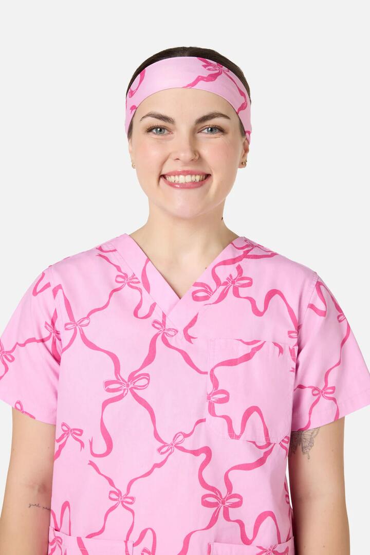 Image of Hair Accessories. Productname: Pink Bows Scrub Headband in Pink colour by brand - Scrubs With Love