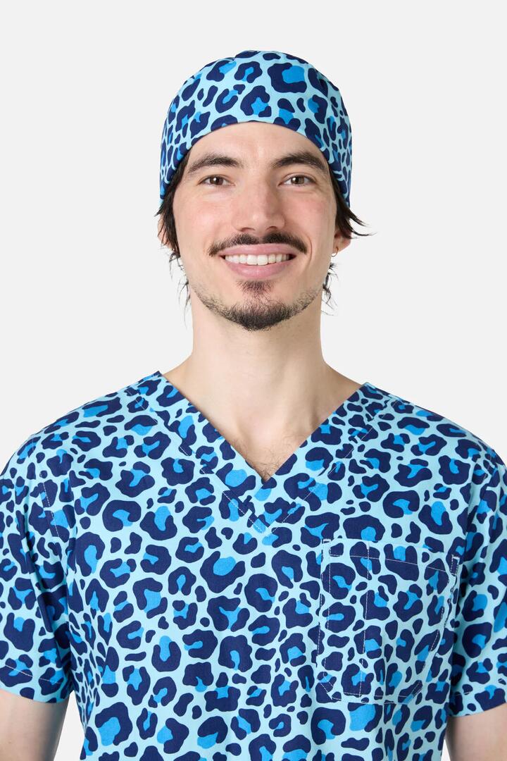 Image of Hats. Productname: Leopard Cub Scrub Hat in Blue colour by brand - Scrubs With Love
