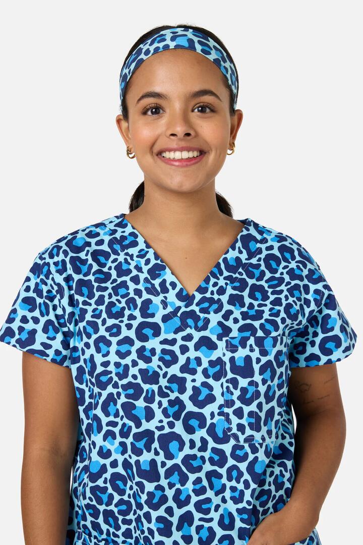 Image of Hair Accessories. Productname: Leopard Cub Scrub Headband in Blue colour by brand - Scrubs With Love
