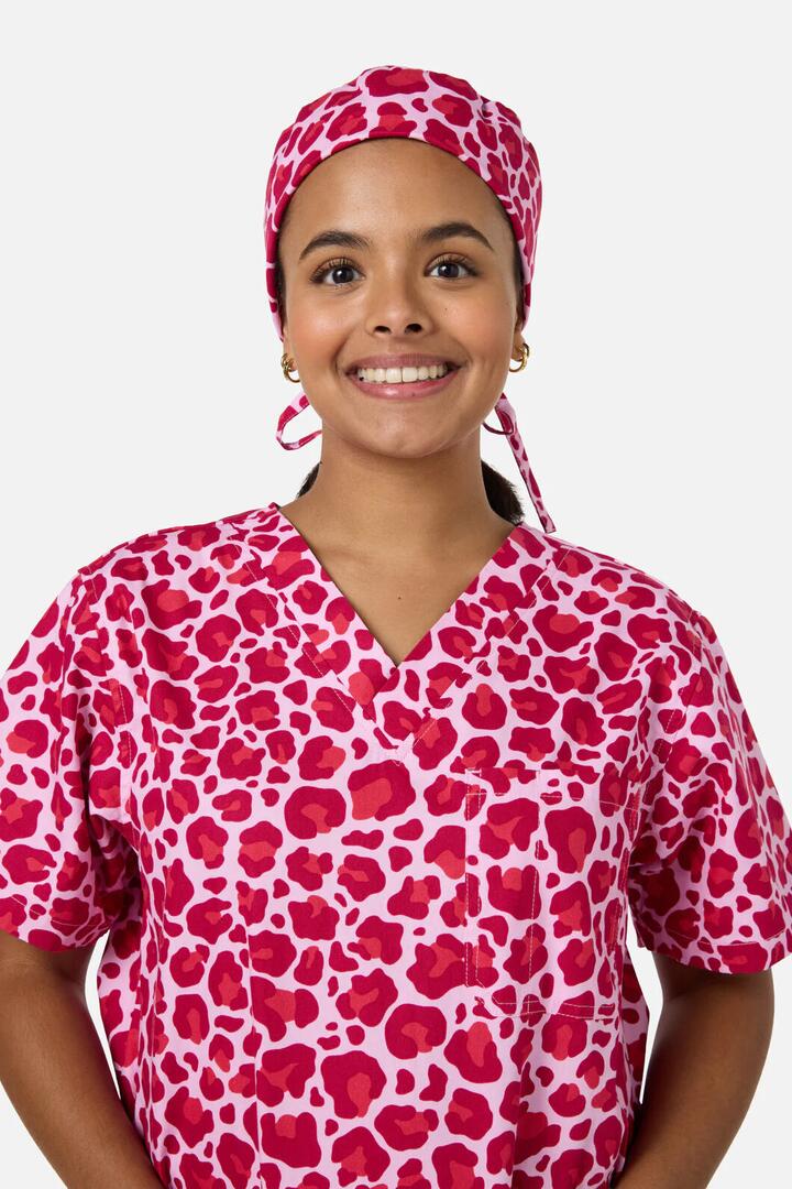 Image of Hats. Productname: Leopard Cub Scrub Hat Pink in Pink colour by brand - Scrubs With Love