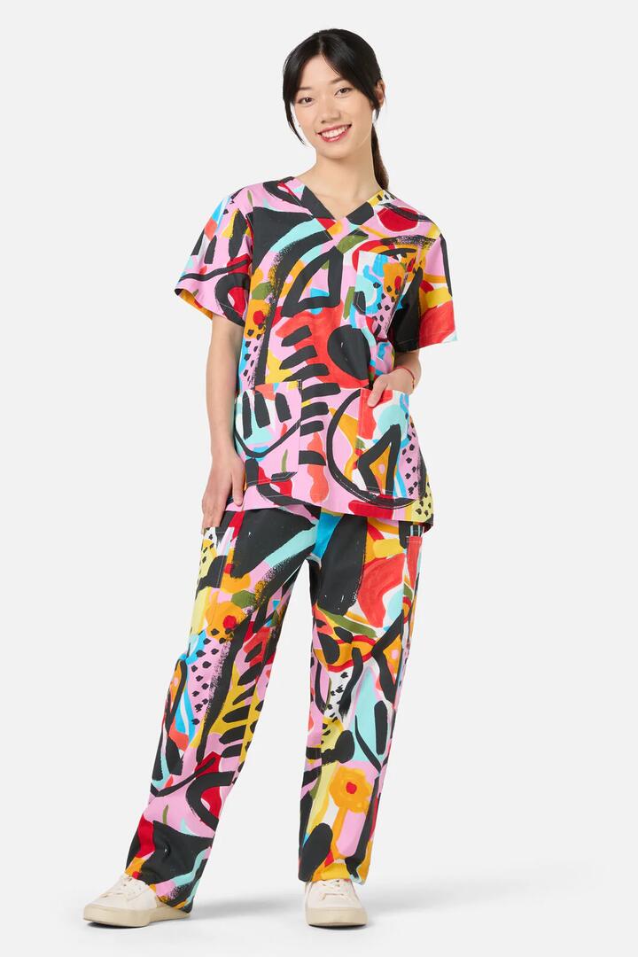 Image of a model wearing Uniforms & Workwear. Product name - Licorice Scrub Set in Multi colour by brand - Gorman