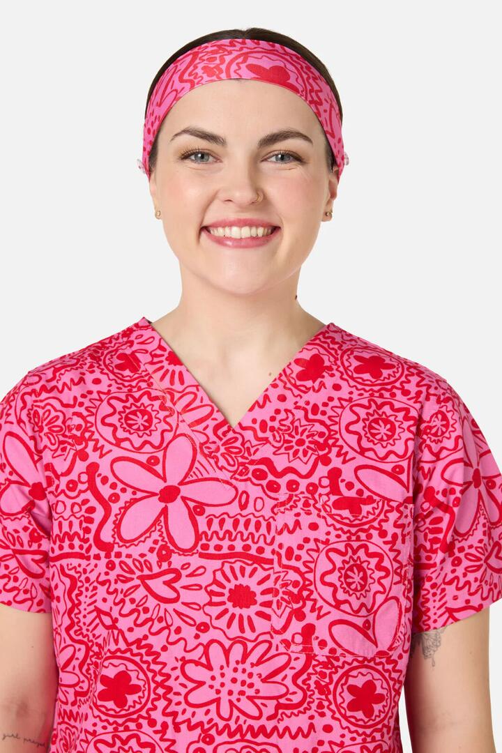 Image of Hats. Product name - Pink Daisy Mae Scrub Headband in Pink colour by brand - Gorman