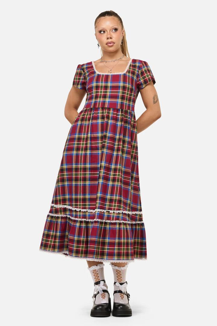 Image of Dresses. Productname: Crowned Tartan Dress in Red colour by brand - Dangerfield