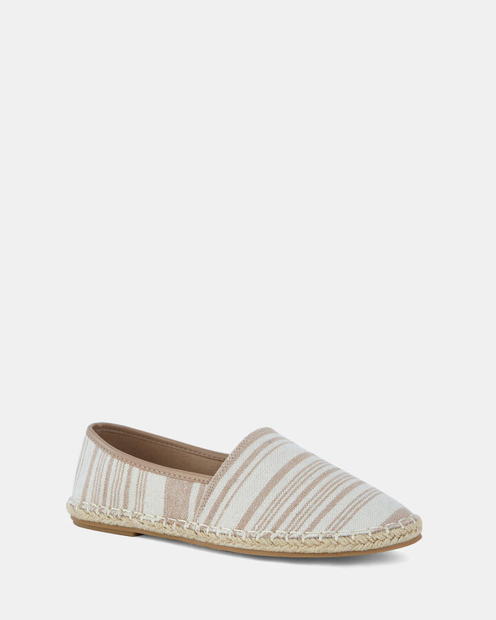 Image of Flats. Product name - Emara Natural Stripe Vegan Flats in Print colour by brand - Novo