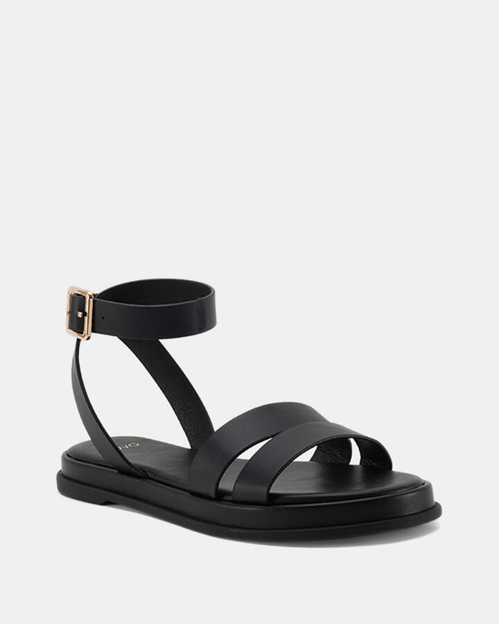 Image of Sandals. Product name - Tahj Black Vegan Sandals in Black colour by brand - Novo