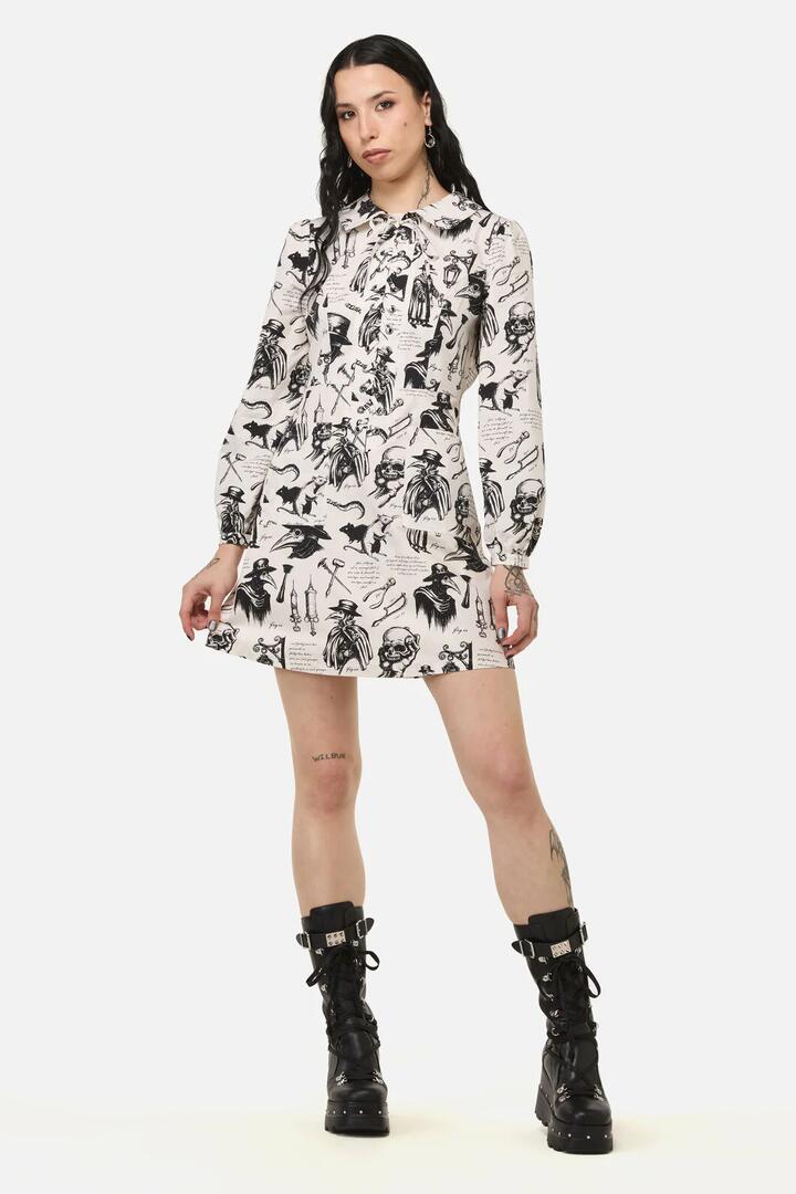 Image of Dresses. Productname: Plague Doctor Goth Dress in Cream colour by brand - Black Friday