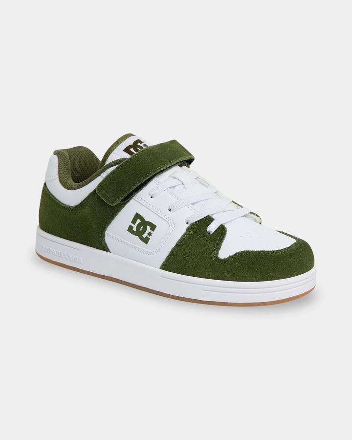 Image of Shoes. Product name - DC Shoes Boys 4-16 Manteca 4 V Skate Shoes Olive/White/Gum in Olive/White/Gum colour by brand - DC Shoes
