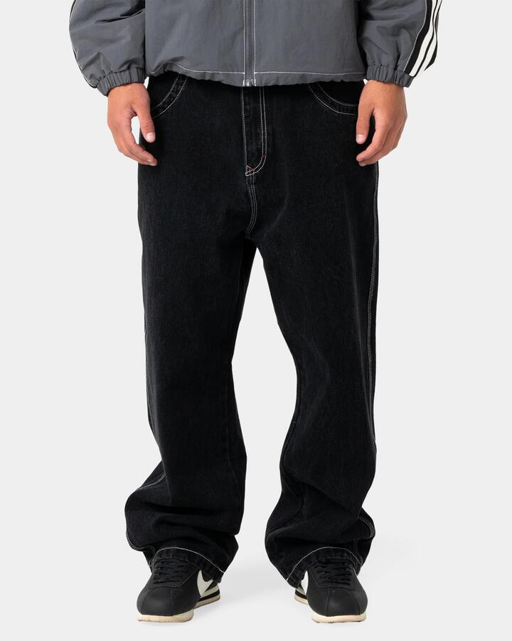 Image of Jeans. Product name - Rusty Mens Turbo Baggy Denim Jeans Black Out in Black Out colour by brand - Rusty