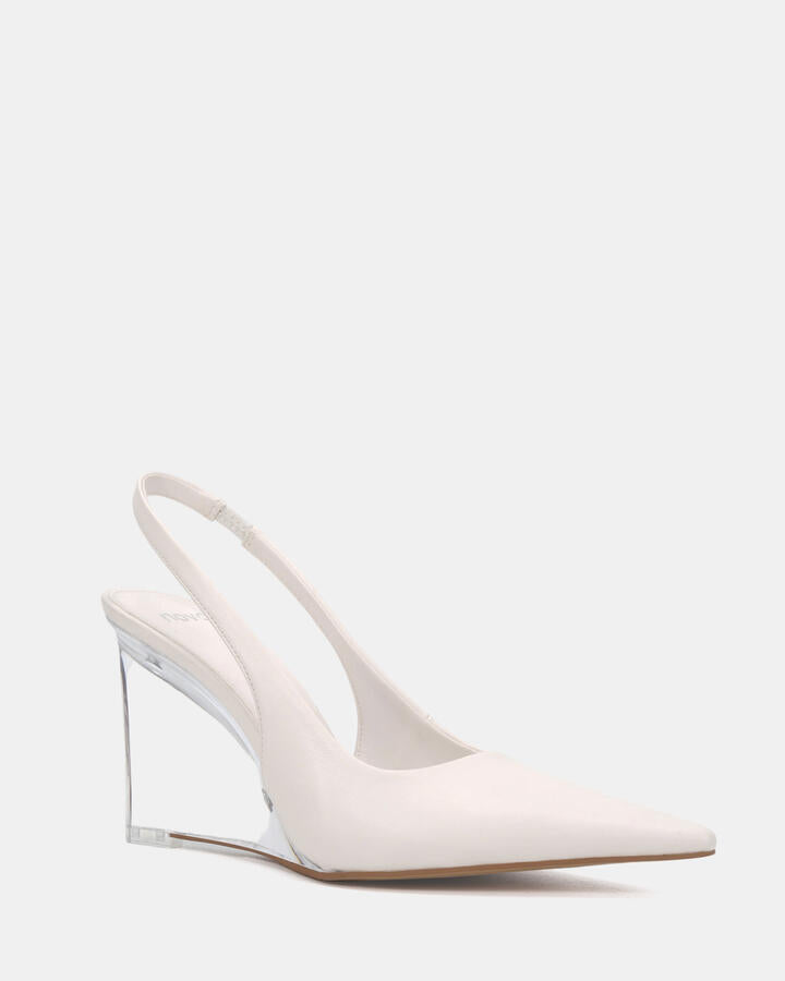 Image of Heels. Product name - Bianko White Vegan Heels in Multi colour by brand - Novo