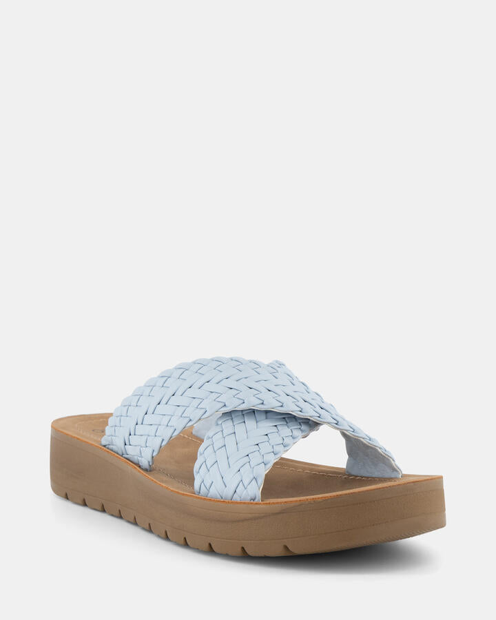 Image of Sandals. Product name - Sinta Soft Blue Vegan Sandals in Blue colour by brand - Novo