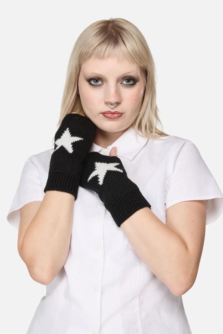 Image of Gloves & Mittens. Productname: Star Warm Fingerless Gloves in Black colour by brand - Black Friday
