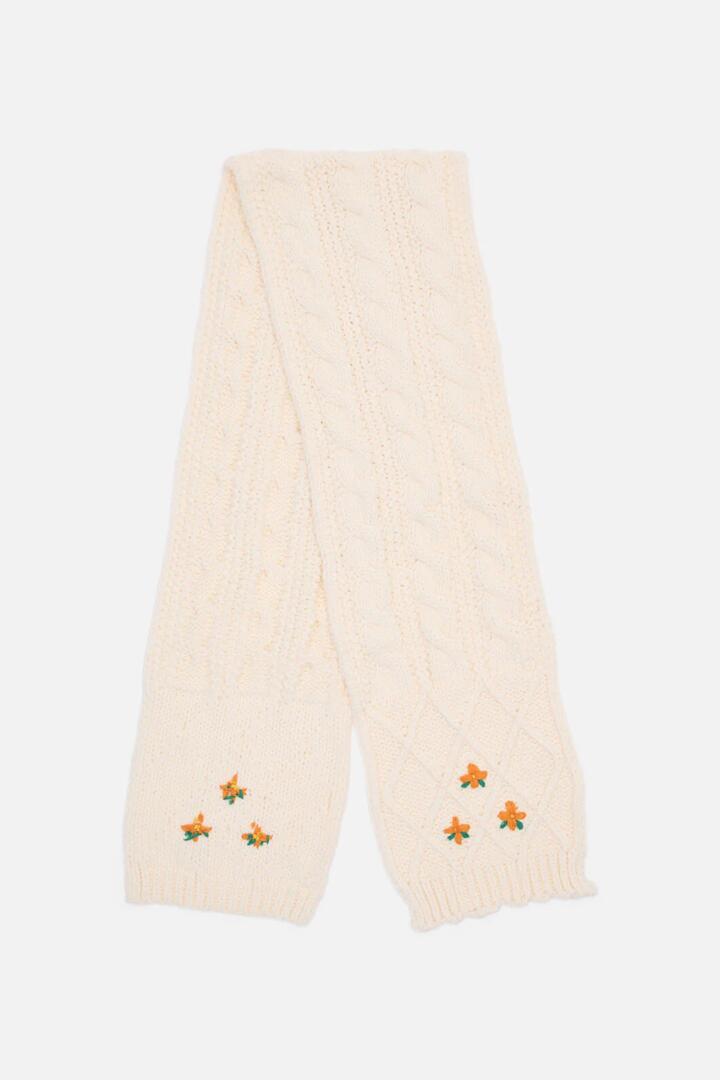 Image of Scarves & Shawls. Productname: Daisy Embroidered Knit Scarf in Cream colour by brand - Princess Highway