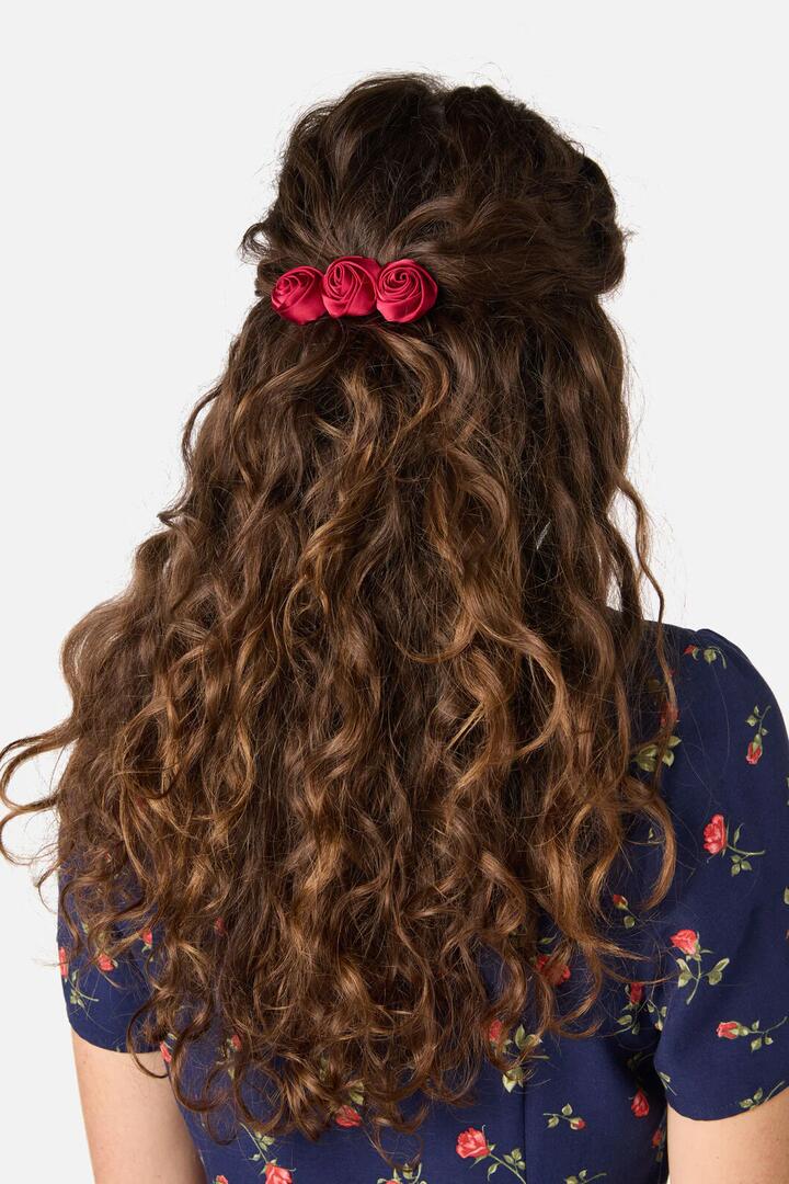 Image of Hair Accessories. Productname: Red Roses Barrette Hair Clip in Red colour by brand - Princess Highway
