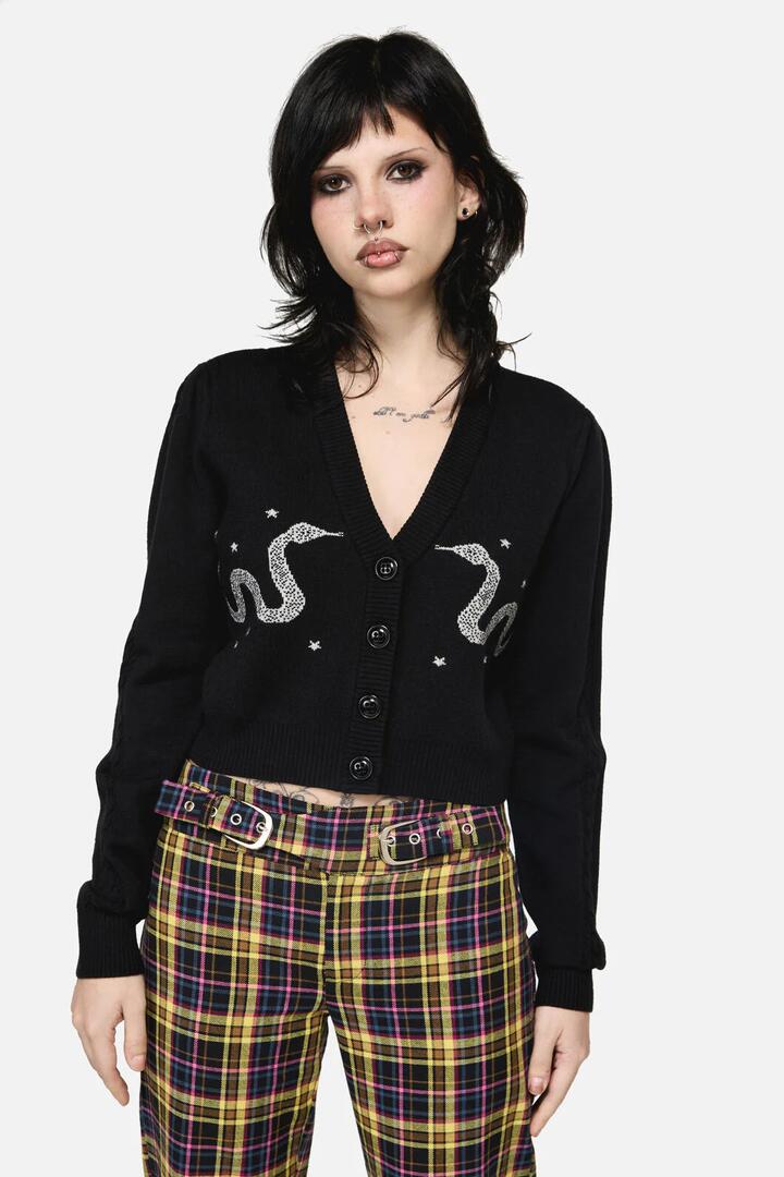 Image of Cardigans. Productname: Slithering Goth Cardigan in Black colour by brand - Dangerfield