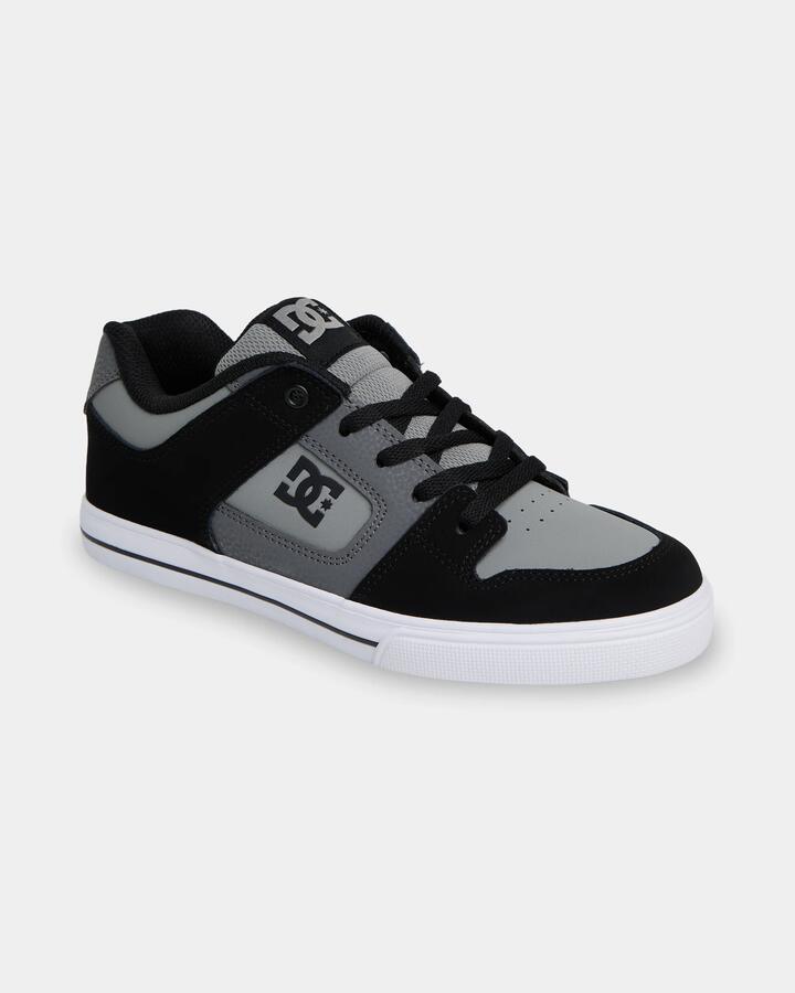 Image of Shoes. Product name - DC Shoes Boys 8-16 Pure Skate Shoes Black/Dark Grey/Grey in Black/Dark Grey/Grey colour by brand - DC Shoes