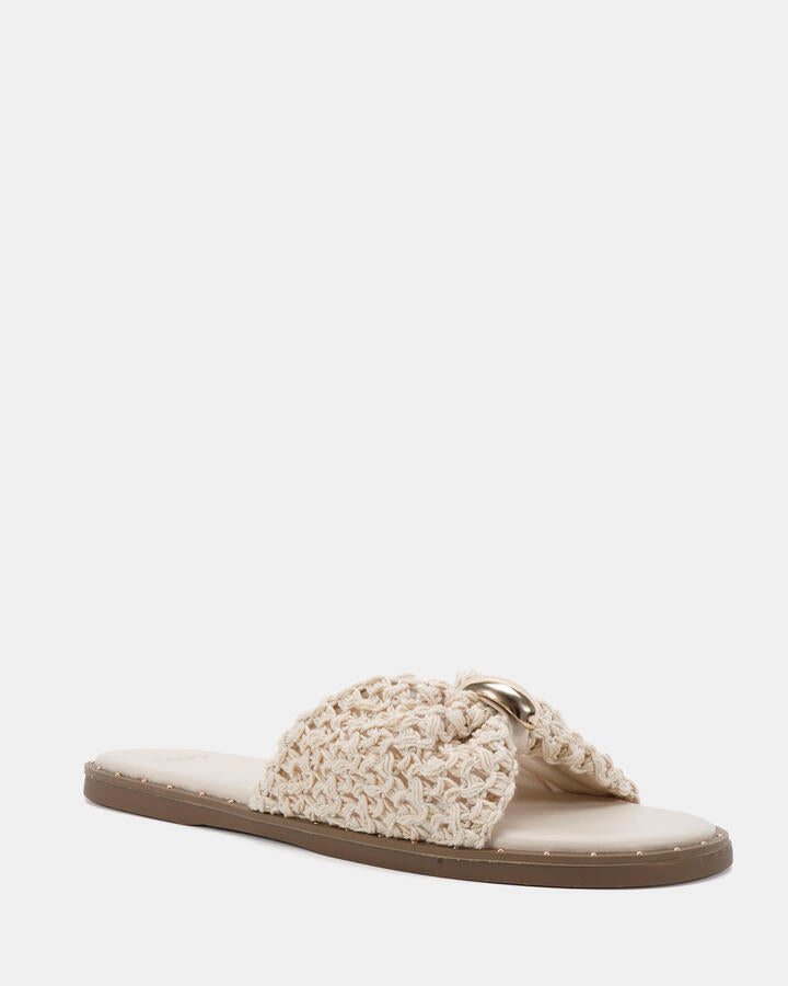Image of Sandals. Product name - Saanvi Cream Crochet Sandals in Blue colour by brand - Novo