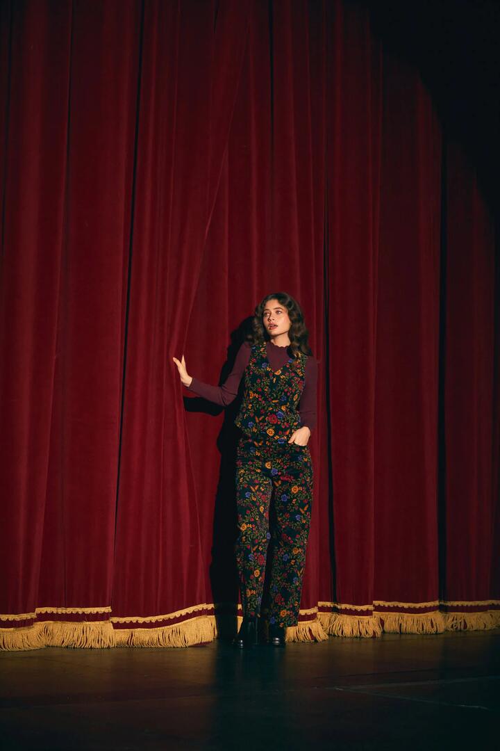 Image of Jeans. Productname: Joelle Floral Velvet Jean in Black colour by brand - Princess Highway