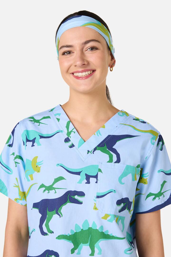 Image of Hair Accessories. Productname: Dino Pod Scrub Headband in Blue colour by brand - Scrubs With Love