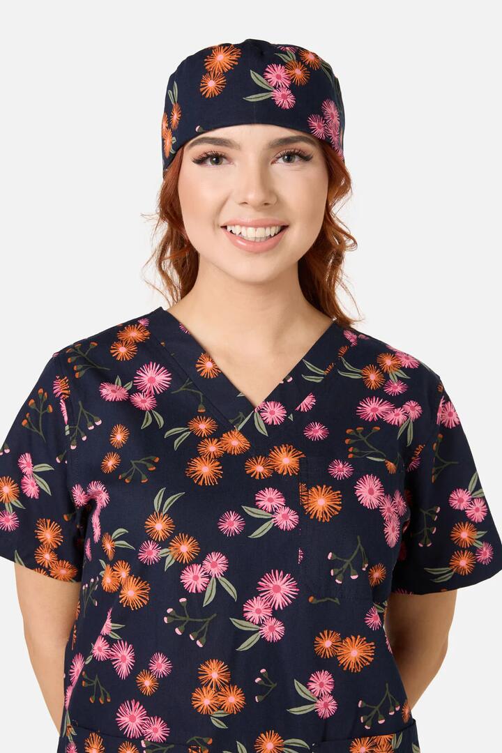 Image of Hats. Productname: Gumnut Puffs Scrub Hat in Navy colour by brand - Scrubs With Love
