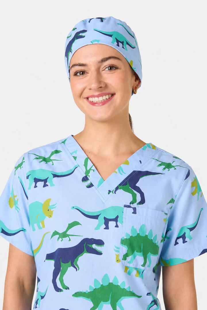 Image of Hats. Productname: Dino Pod Scrub Hat in Blue colour by brand - Scrubs With Love