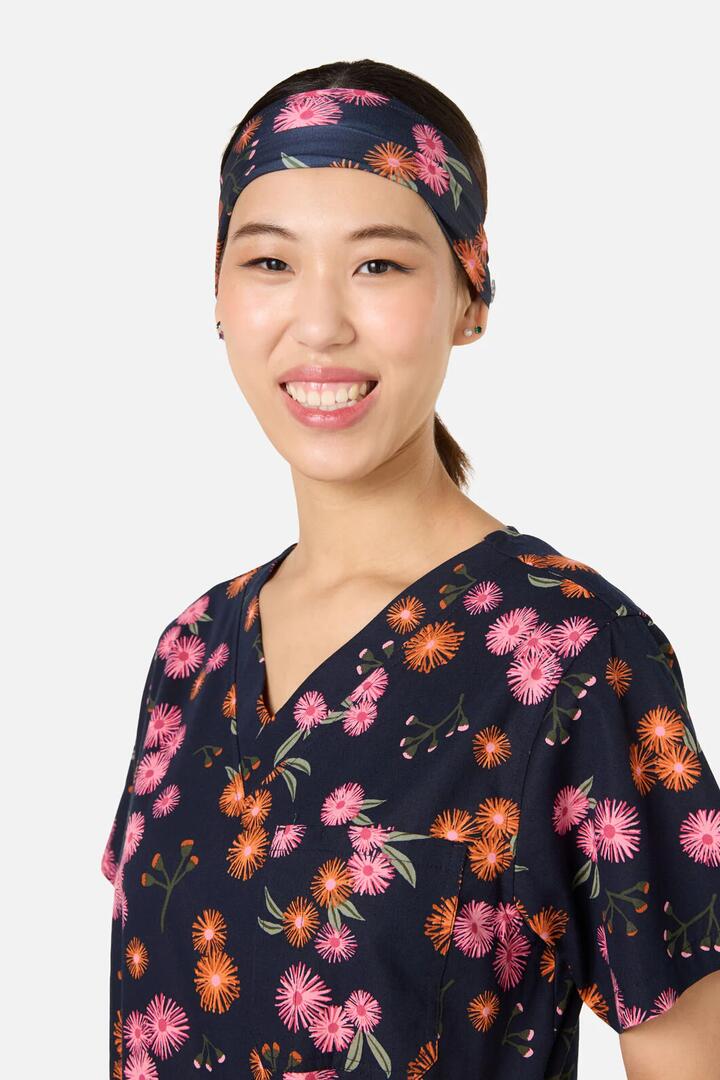 Image of Hair Accessories. Productname: Gumnut Puffs Scrub Headband in Navy colour by brand - Scrubs With Love