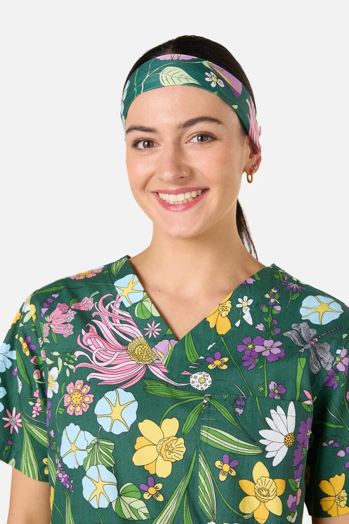 Image of Hair Accessories. Productname: Magical Garden Scrub Headband in Green colour by brand - Scrubs With Love