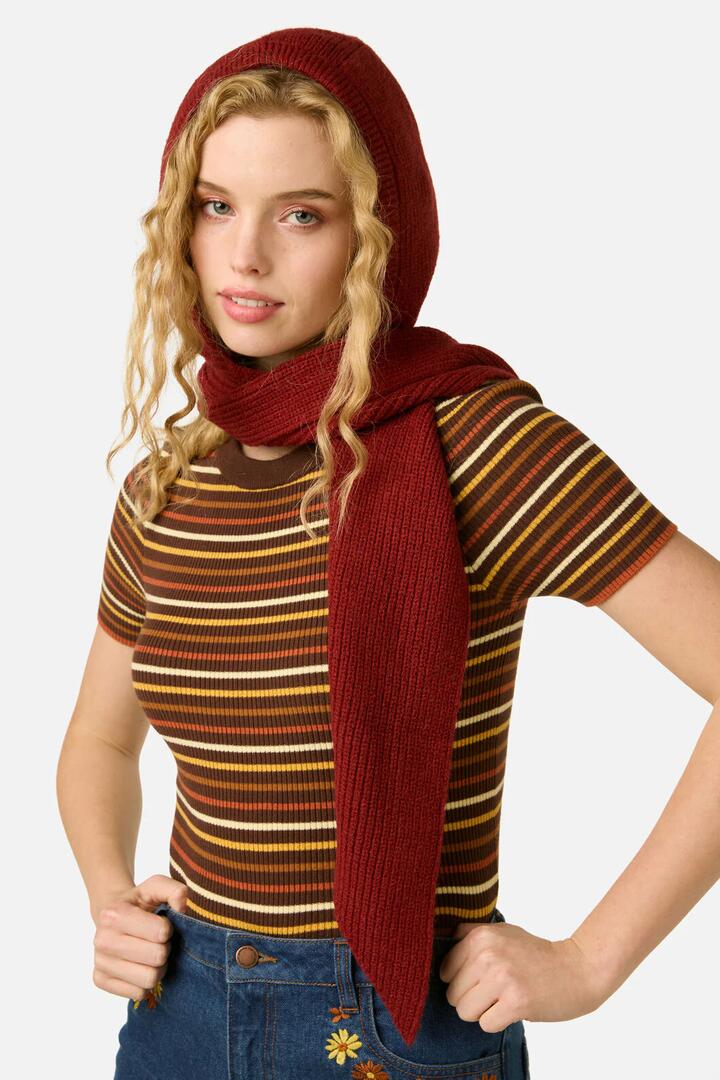 Image of Scarves & Shawls. Productname: Dark Red Scarf Knit Hat in Dark Red colour by brand - Princess Highway