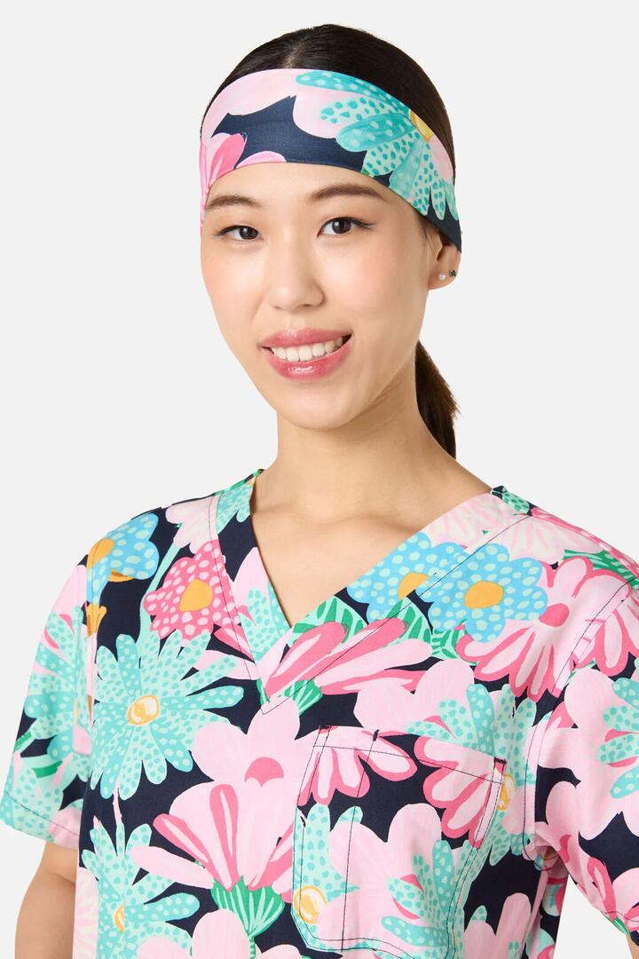 Image of Hats. Product name - Magic Floral Scrub Headband in Navy colour by brand - Gorman