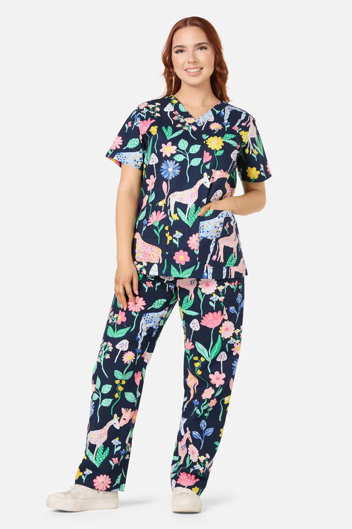 Image of a model wearing Uniforms & Workwear. Product name - Safari Scrub Set in Navy colour by brand - Gorman