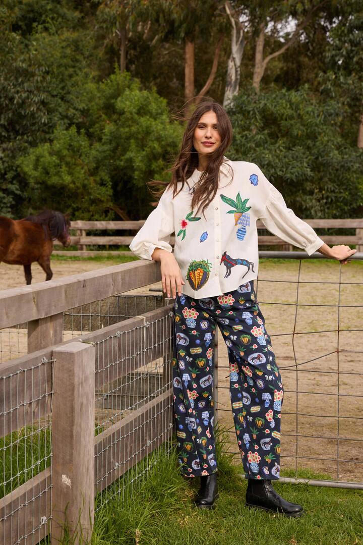 Image of Jeans. Product name - Garden Table Denim Jean in Print colour by brand - Gorman