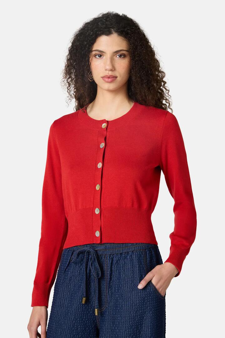 Image of Cardigans. Product name - Astrid Cardigan in Brick colour by brand - Gorman