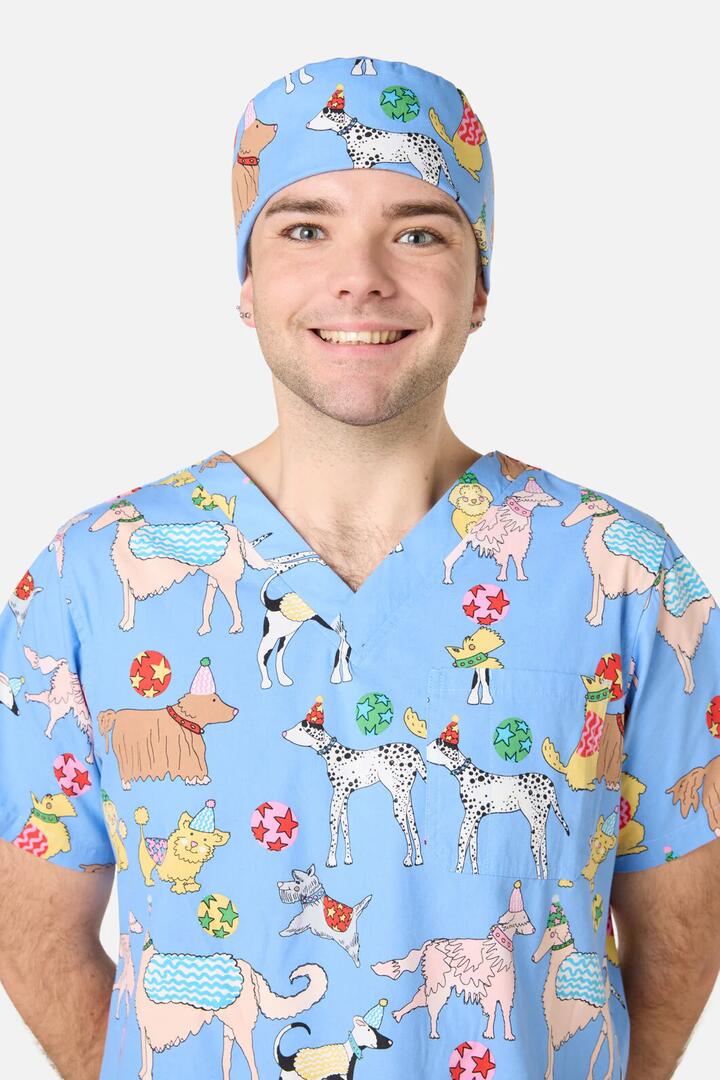 Image of Hats. Product name - Dog Picnic Scrub Hat in Blue colour by brand - Gorman