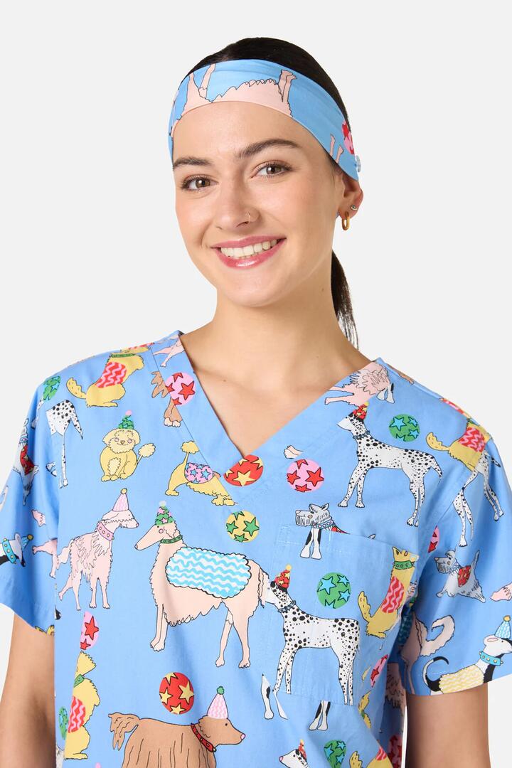 Image of Hats. Product name - Dog Picnic Scrub Headband in Blue colour by brand - Gorman