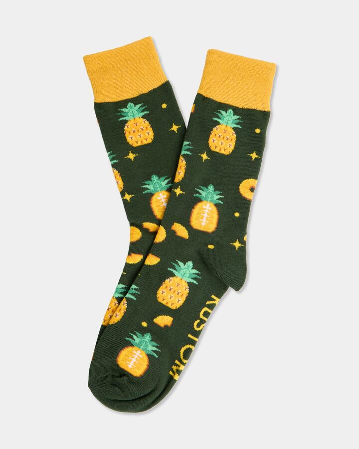 Image of Socks. Product name - Kustom Mens Pineapple Crew Socks Multi in Multi colour by brand - Kustom