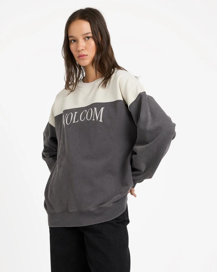 Image of Accessories. Product name - Volcom Womens Stone Blocked Crew Neck Vintage Black in Vintage Black colour by brand - Volcom
