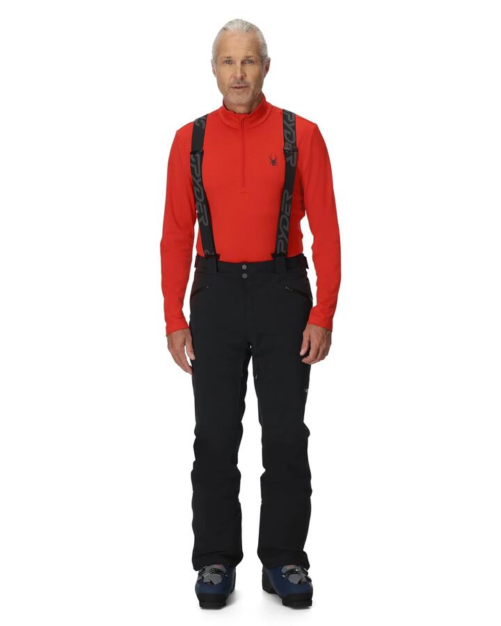 Image of a model wearing Pants. Product name - Spyder Mens Bormio Snow Pants Black in Black colour by brand - Spyder