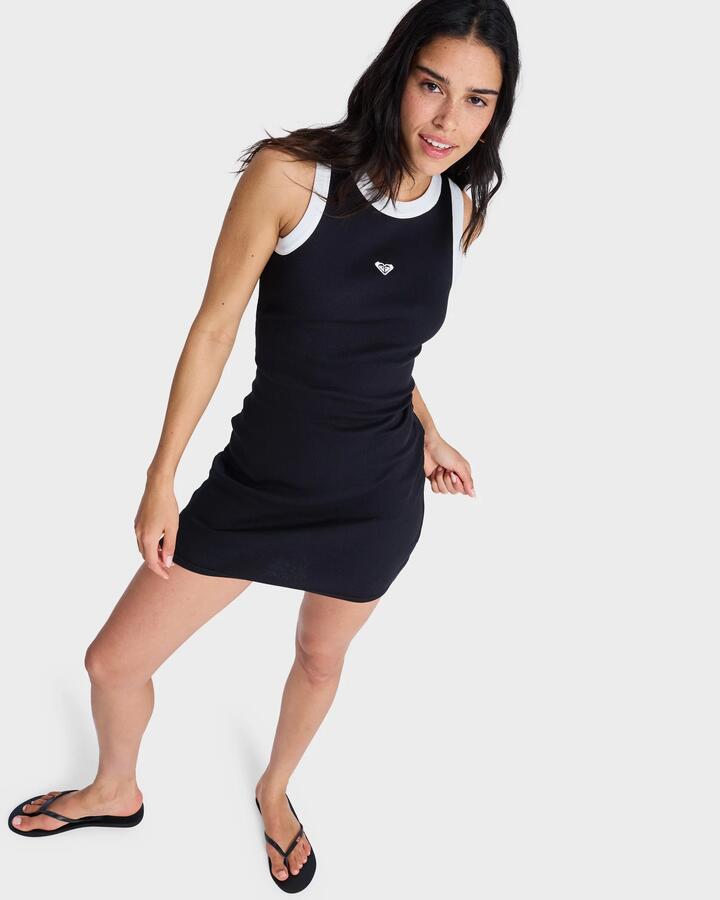 Image of Dresses. Product name - Roxy Womens Iconic Day Mini Dress Anthracite in Anthracite colour by brand - Roxy