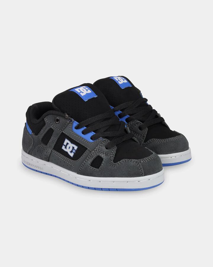 Image of Sneakers. Product name - DC Shoes Boys 8-16 Stag Youth Sneakers Grey/Black/Blue in Grey/Black/Blue colour by brand - DC Shoes