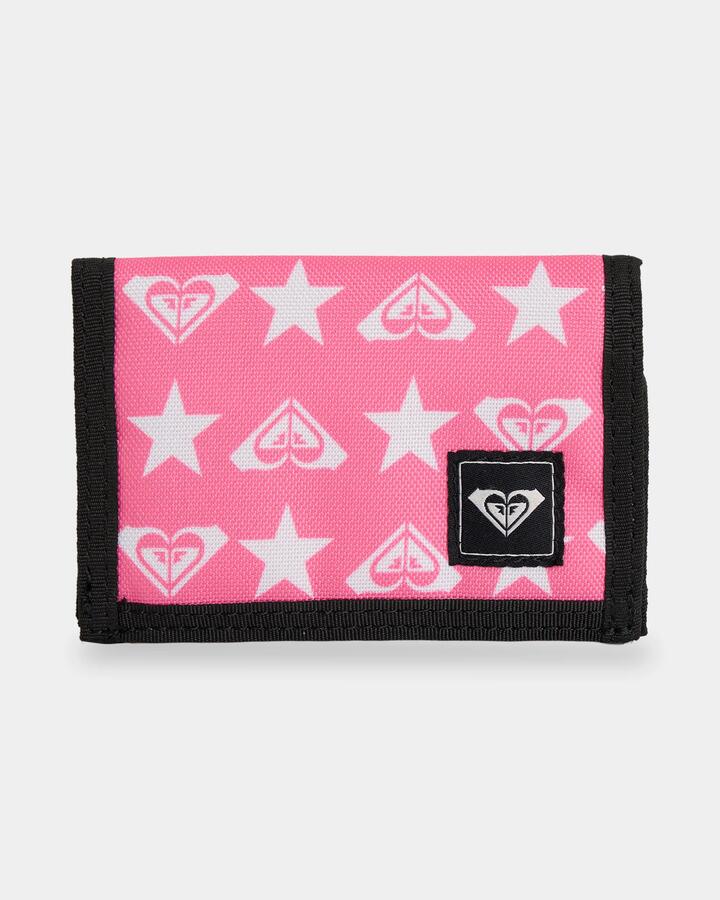 Image of Wallets & Money Clips. Product name - Roxy Womens Small Beacj Bi-Fold Wallet Pink Carnation Super Star Tw in Pink Carnation Super Star Tw colour by brand - Roxy