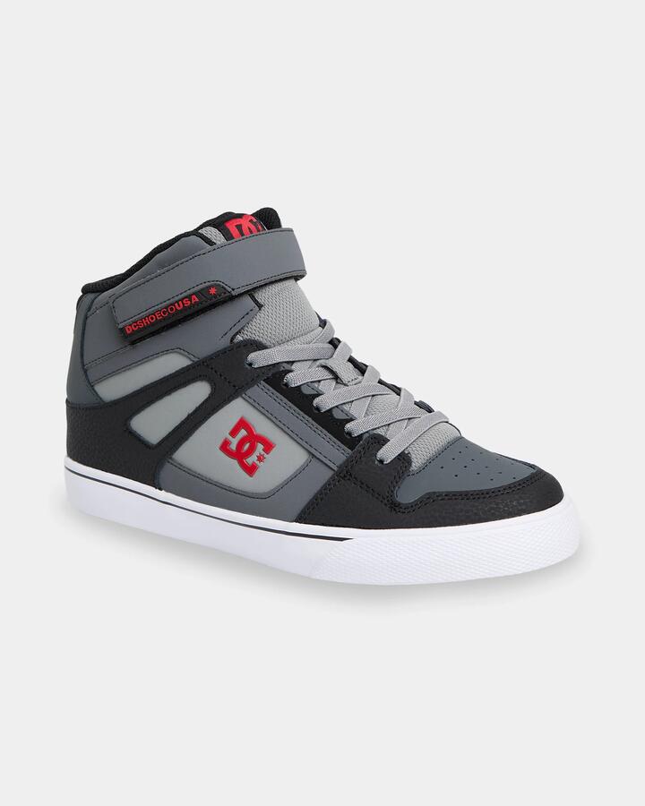 Image of Shoes. Product name - DC Shoes Boys 4-16 Pure High-Top Ev Shoes Black/Grey/Red in Black/Grey/Red colour by brand - DC Shoes