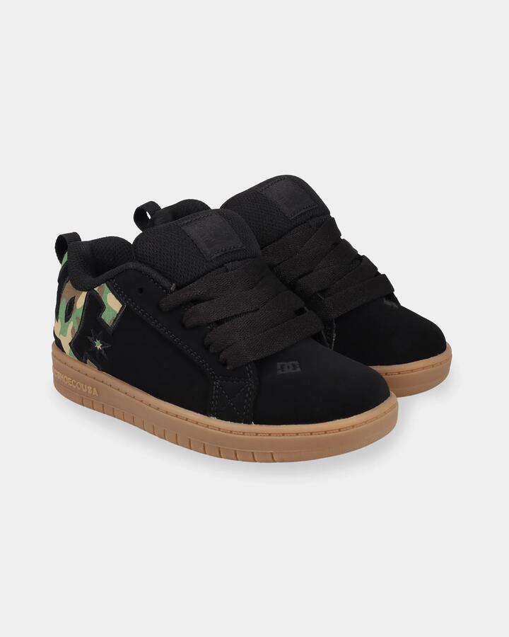 Image of Shoes. Product name - DC Shoes Boys 4-16 Court Graffik Skate Shoes Black/Camo in Black/Camo colour by brand - DC Shoes