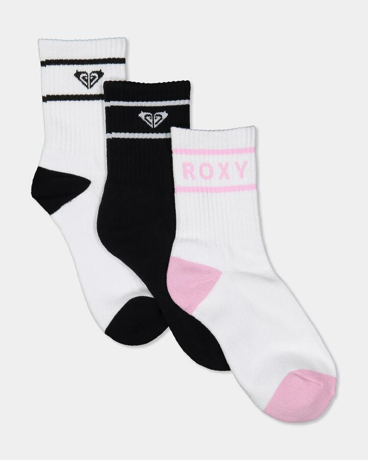 Image of Socks. Product name - Roxy Womens 3 Pack Crew Socks Multi in Multi colour by brand - Roxy