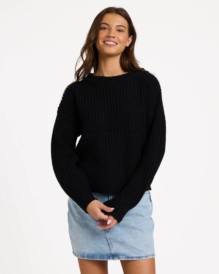 Image of Decor. Product name - Roxy Womens Coming Home Crew Neck Black in Black colour by brand - Roxy