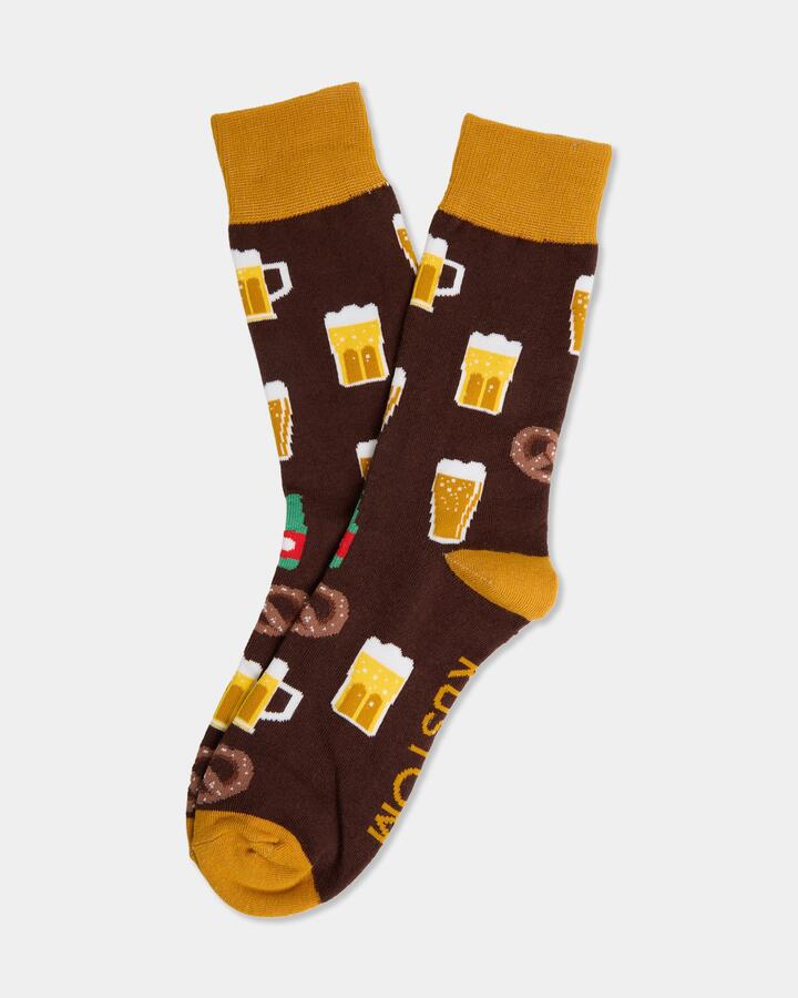 Image of Socks. Product name - Kustom Mens Beer And Pretze Crew Socks Multi in Multi colour by brand - Kustom