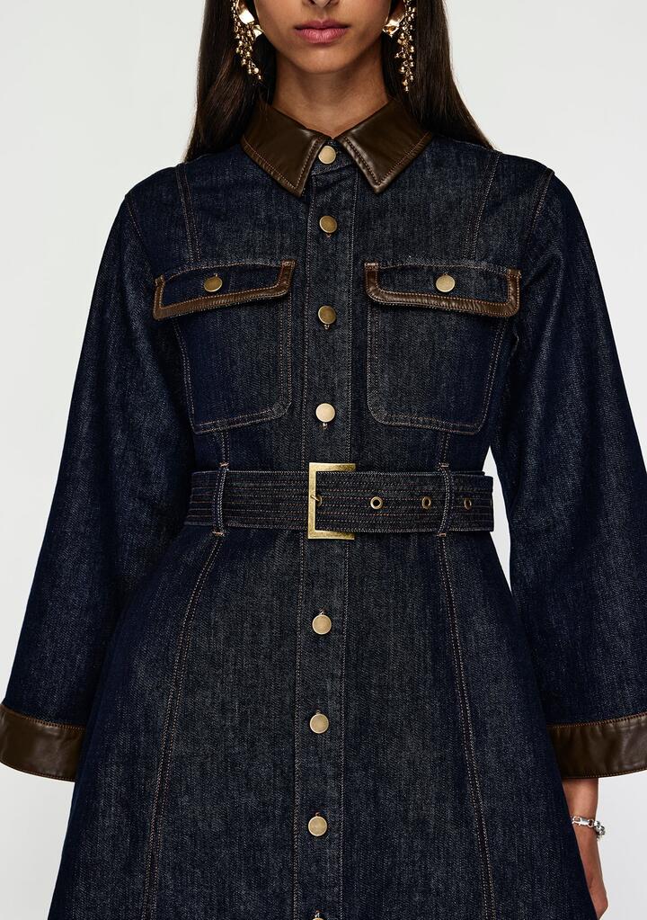 Image of Jeans. Productname: Nia Denim Midi Dress | MOS The Label in Deep Indigo colour by brand - MOS The Label