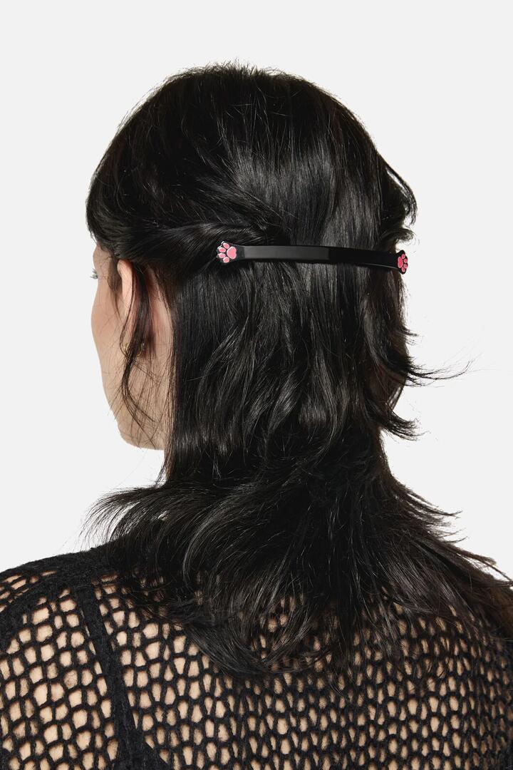 Image of Hair Accessories. Productname: Cat Paw Barrette Hair Clip in Black colour by brand - Dangerfield