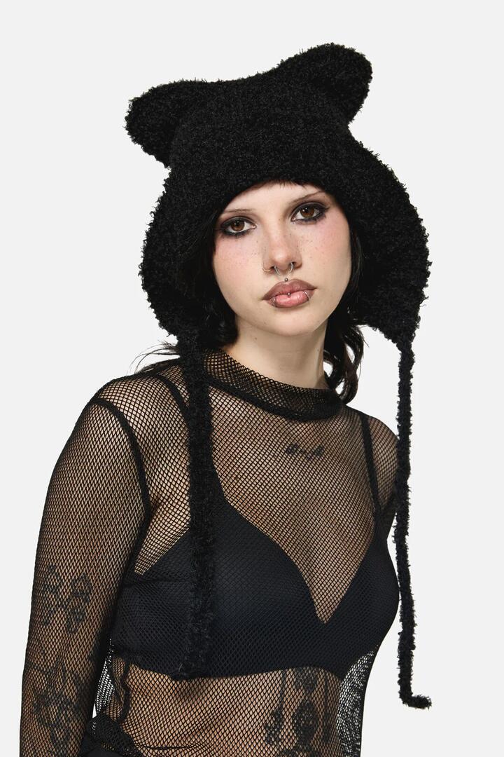 Image of Hats. Productname: Ears Beanie in Black colour by brand - Dangerfield